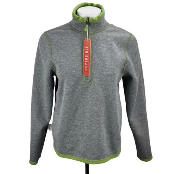 NWT EDDIE BAUER Women's Zip Neck Jersey Fleece Grove Size Medium Green / Gray - Picture 4 of 7
